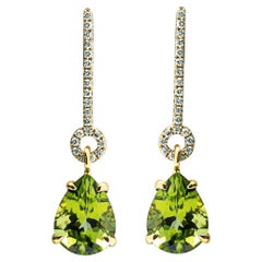 Alex Jona Peridot White Diamond 18 Karat Yellow Gold Drop Earrings