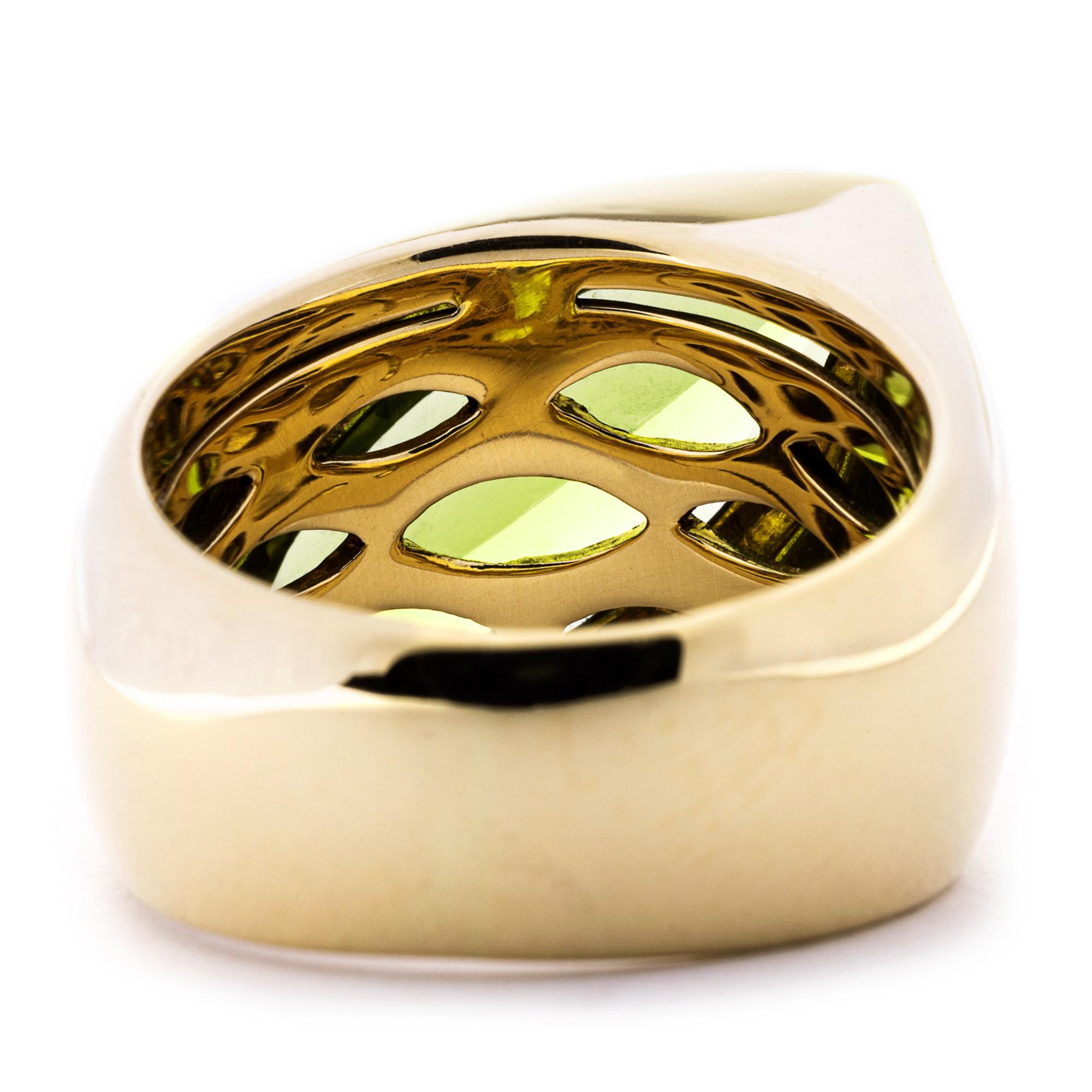 Alex Jona Peridot Yellow Gold Band Ring For Sale 1