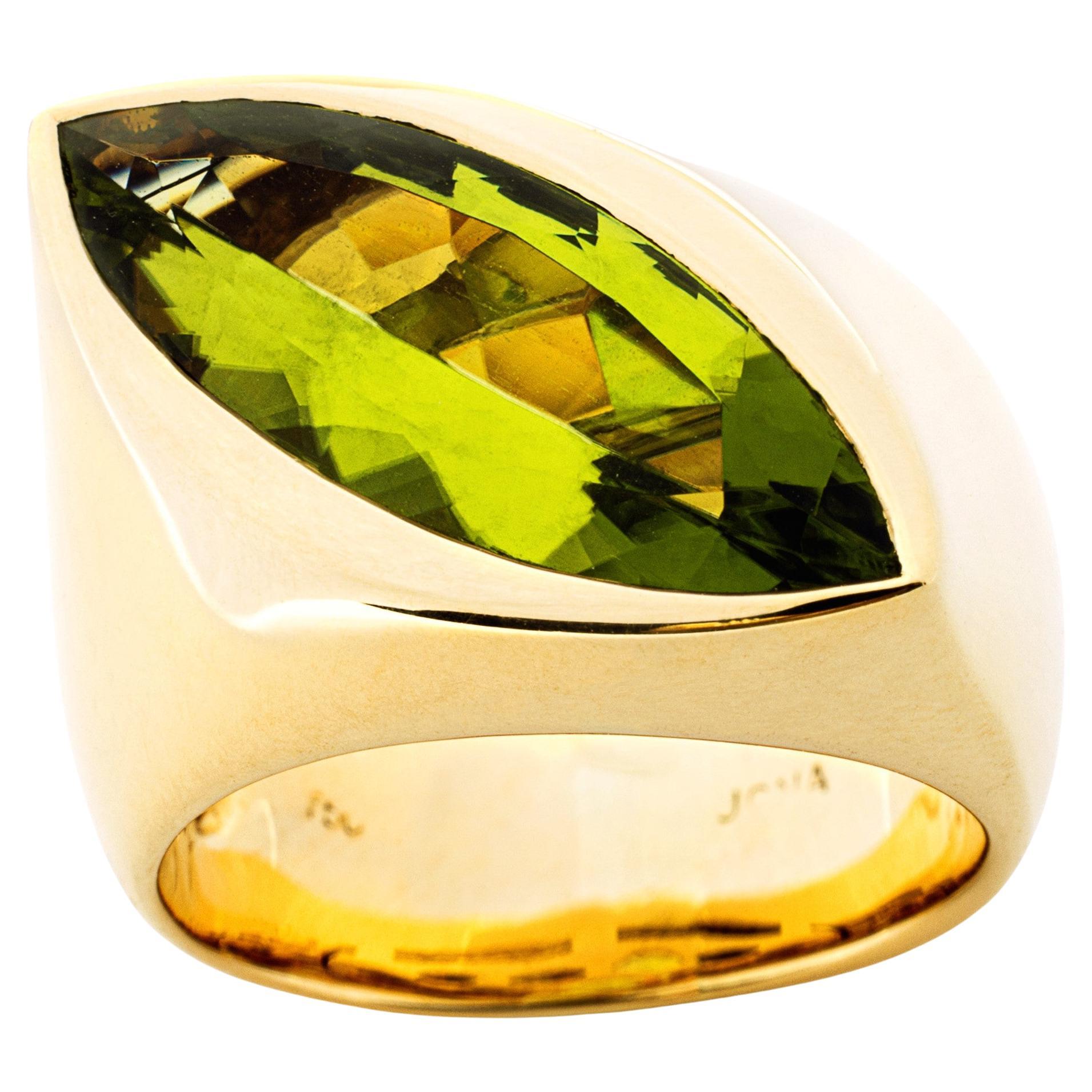 Alex Jona Peridot Yellow Gold Band Ring For Sale