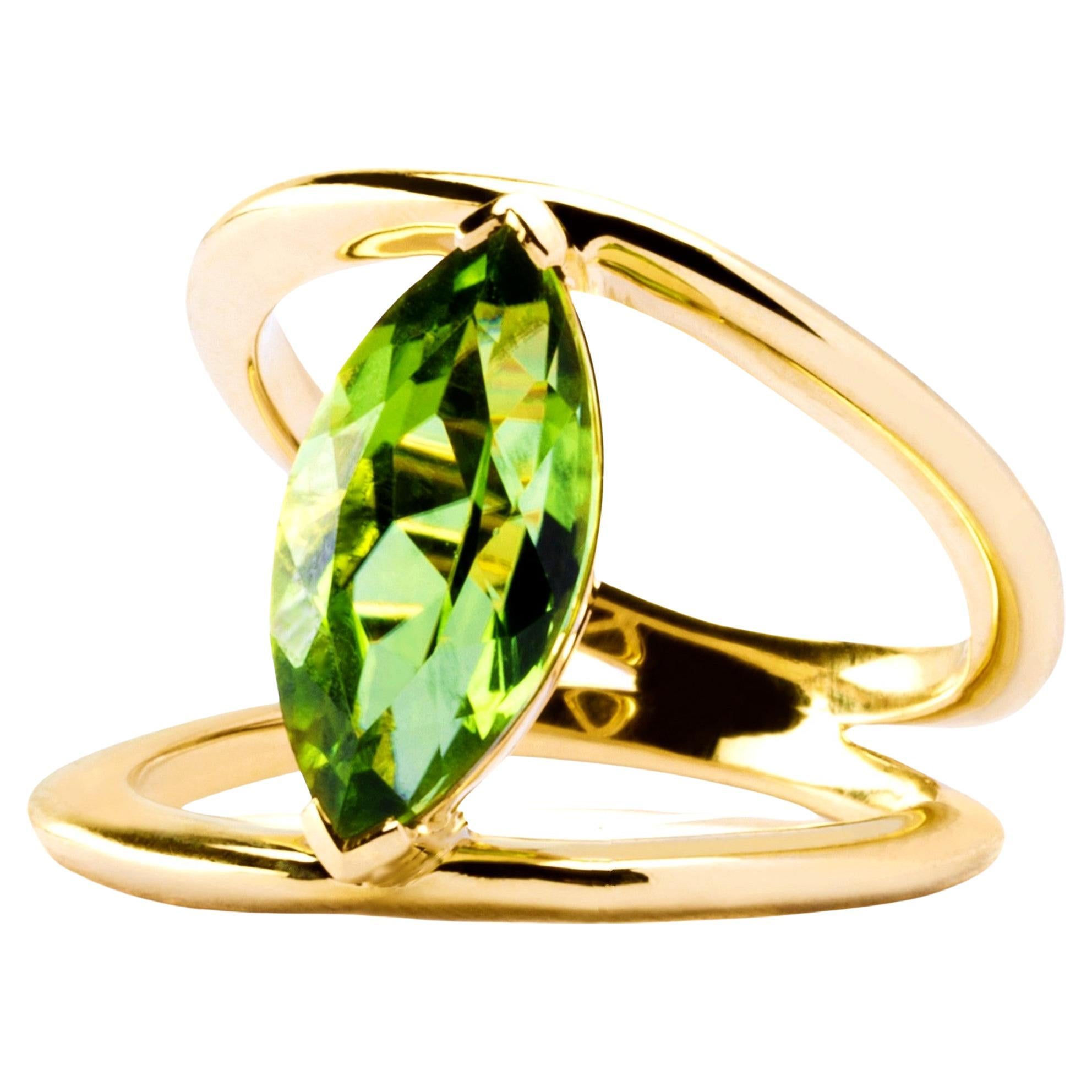 Alex Jona Peridot Yellow Gold Cocktail Ring For Sale