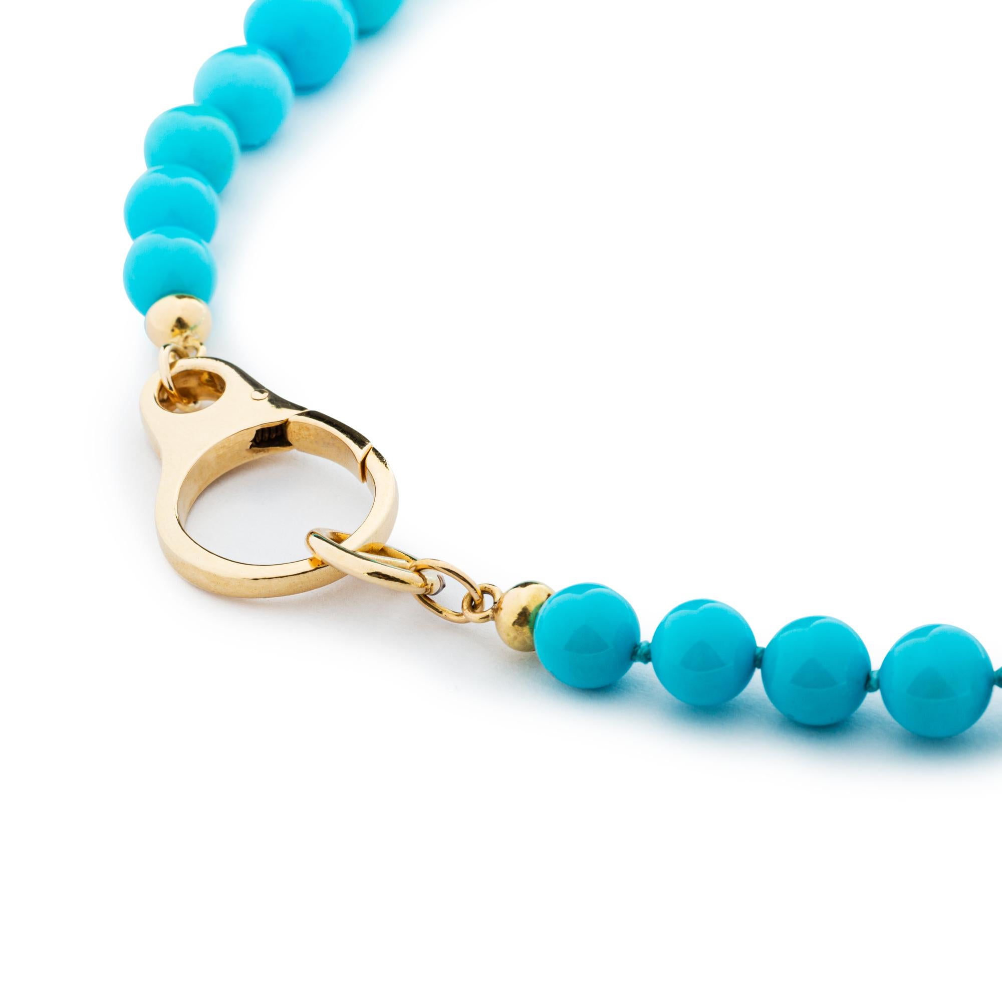 Women's Alex Jona Persian Turquoise 18 Karat Yellow Gold Necklace For Sale