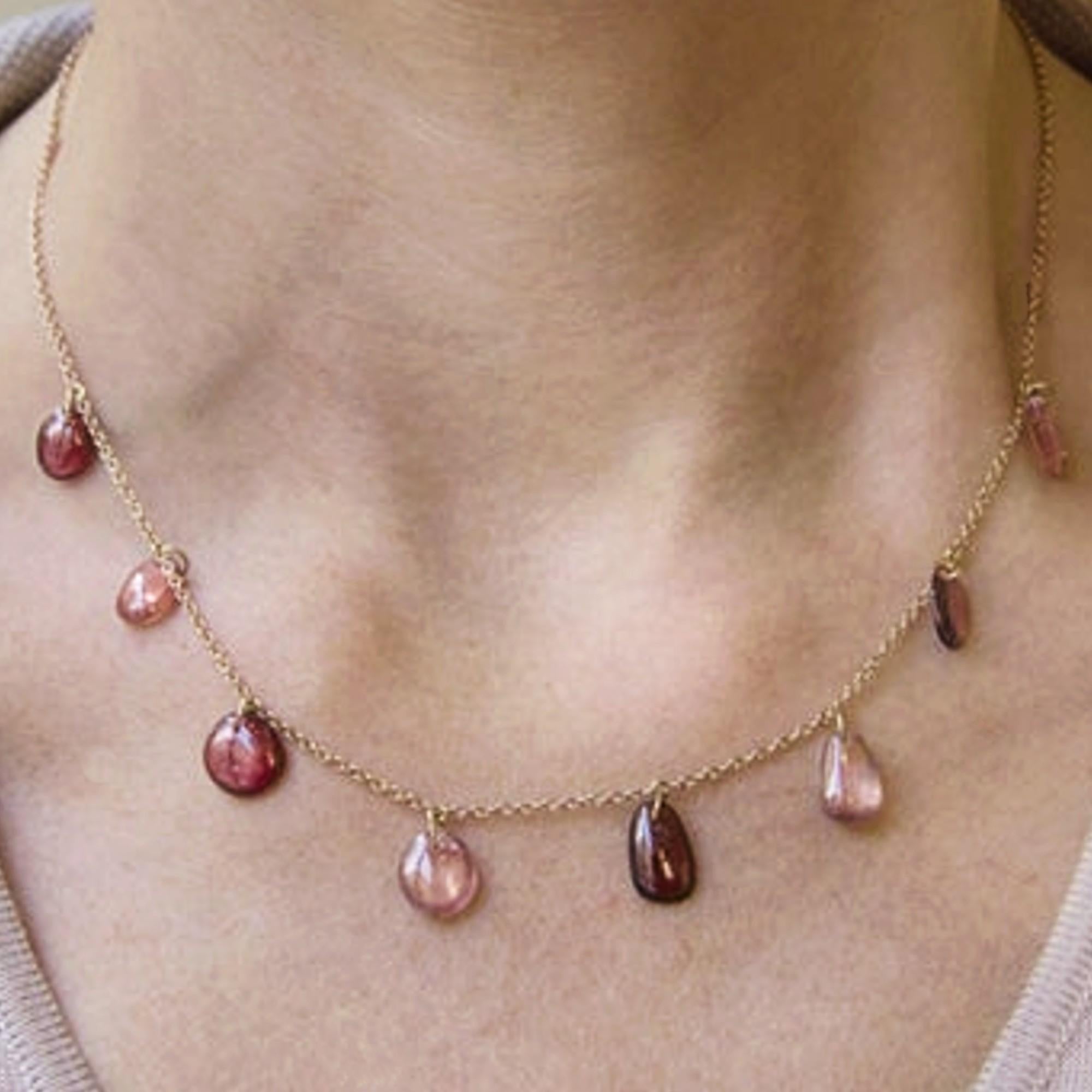 Women's or Men's Alex Jona Pink and Red Burmese Spinel 18 Karat Rose Gold Necklace