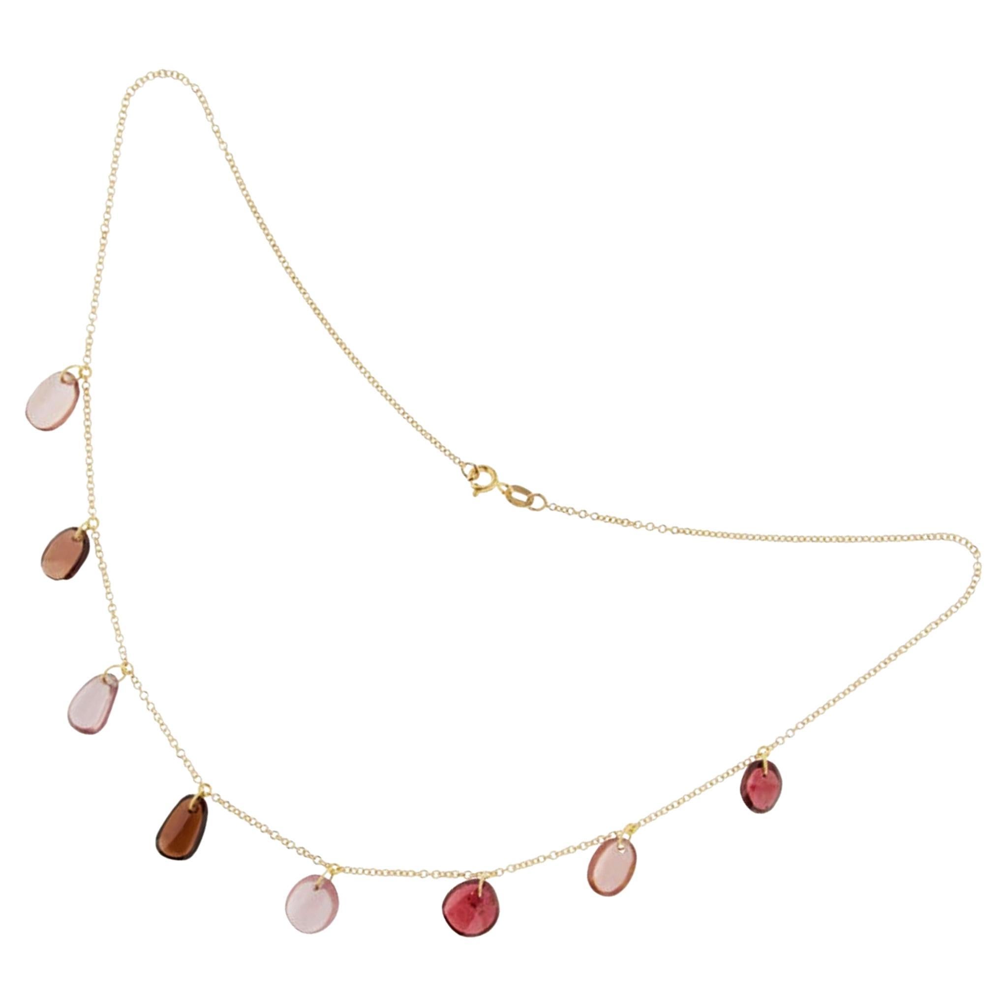 Alex Jona Pink and Red Burmese Spinel 18 Karat Rose Gold Necklace For Sale