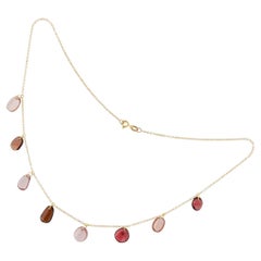 Alex Jona Pink and Red Burmese Spinel 18 Karat Rose Gold Necklace