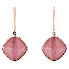 Alex Jona, pendants d'oreilles en or rose 18 carats, opale rose et quartz