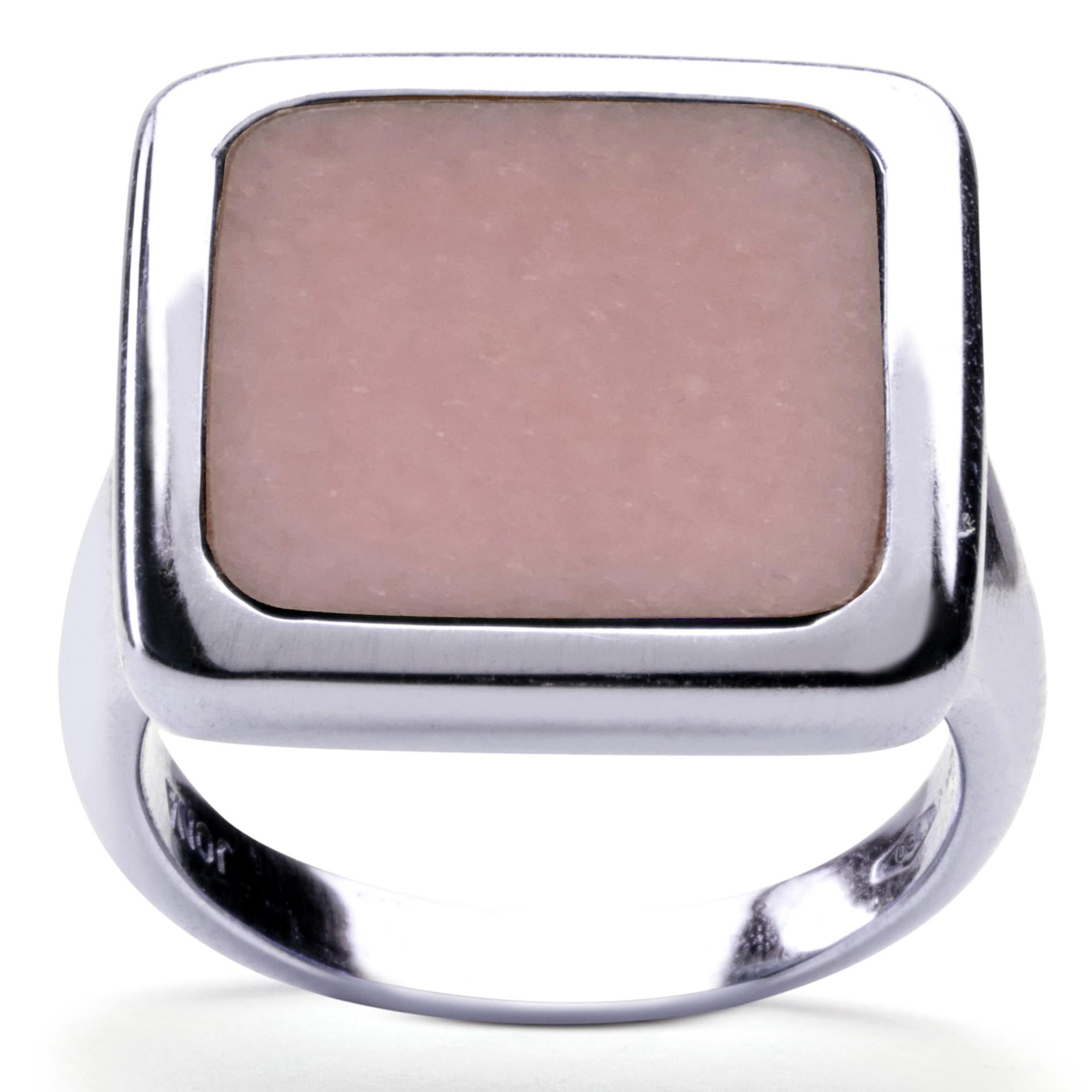 Contemporary Alex Jona Pink Opal Sterling Silver Signet Ring For Sale