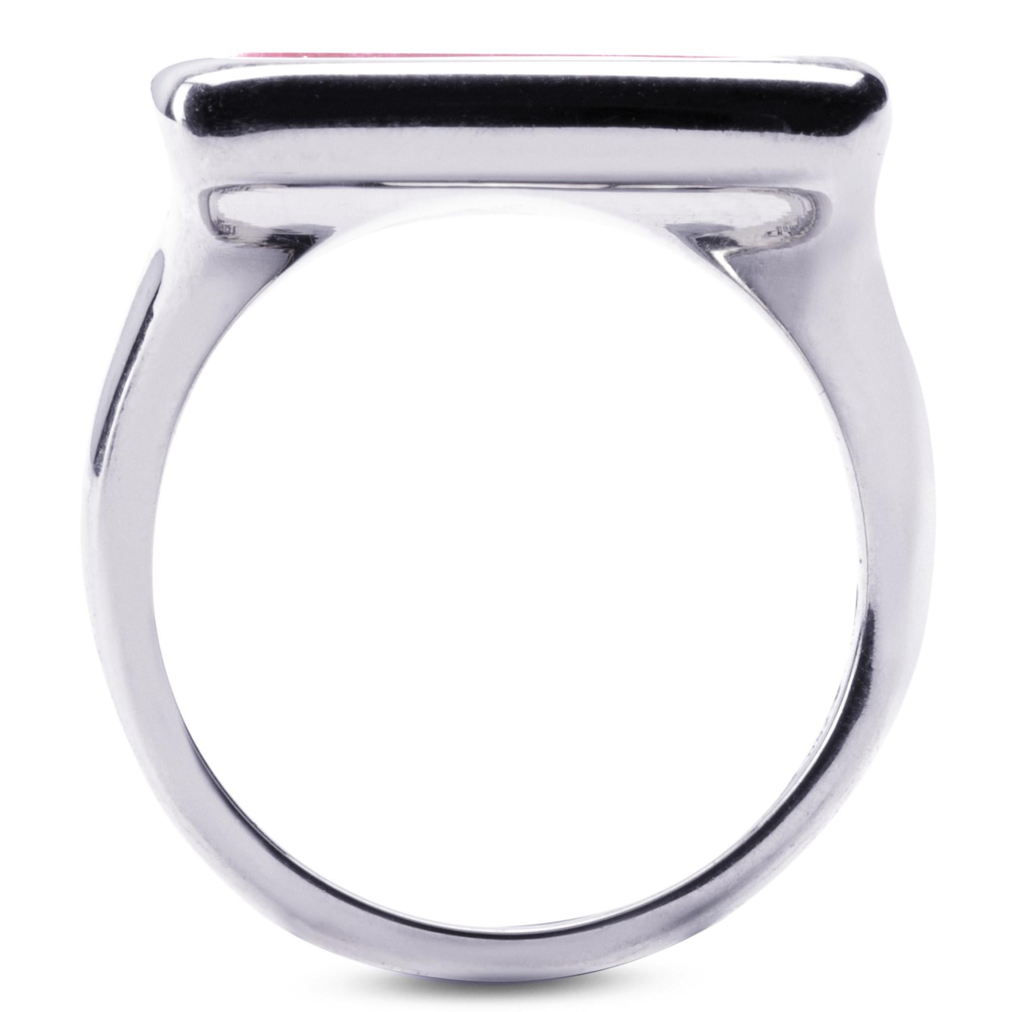 Women's or Men's Alex Jona Pink Opal Sterling Silver Signet Ring For Sale