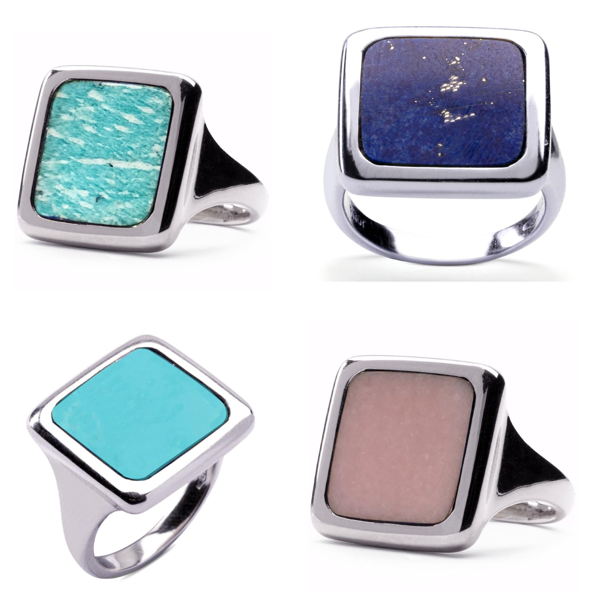 Alex Jona Pink Opal Sterling Silver Signet Ring For Sale 2