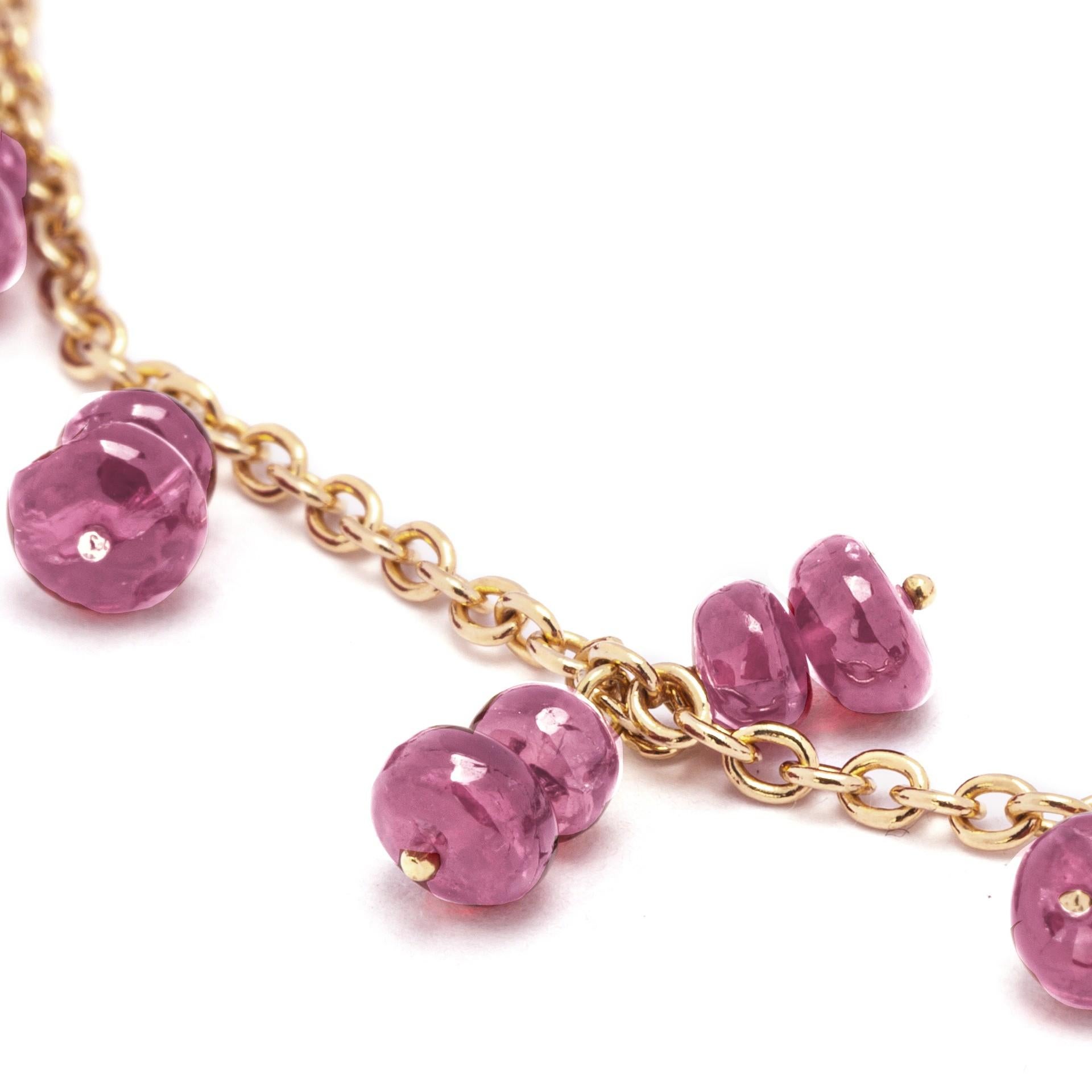 Briolette Cut Alex Jona Pink Sapphire 18 Karat Rose Gold Bracelet For Sale