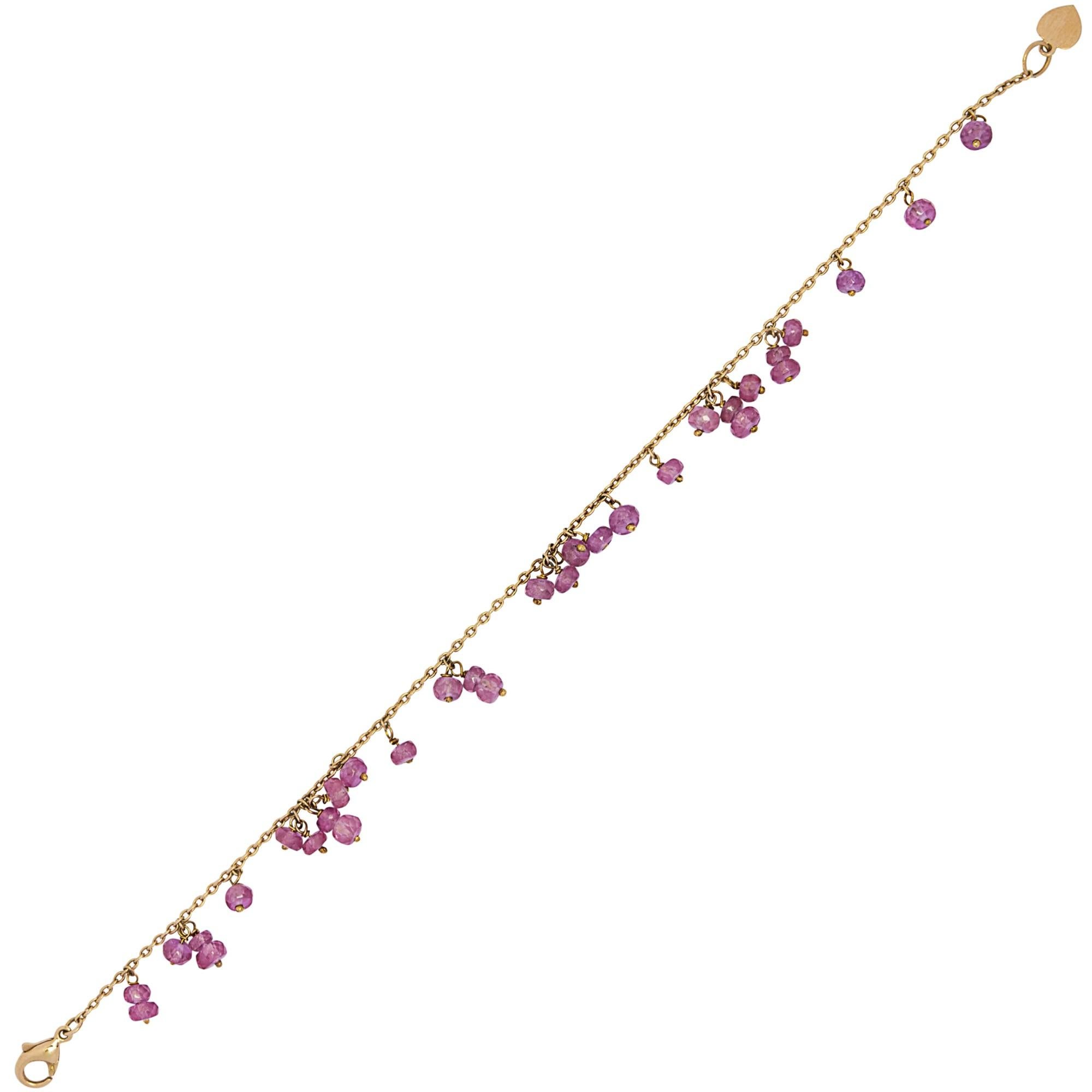 Alex Jona Zafiro rosa Pulsera de oro rosa de 18 quilates Corte Briolette en venta