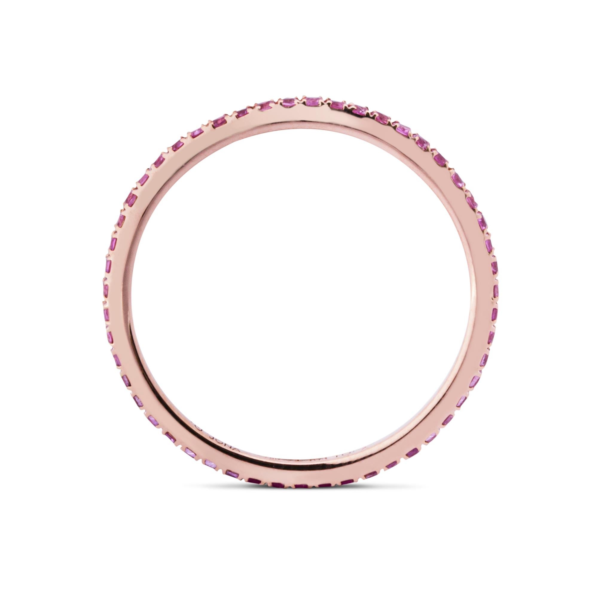 Alex Jona Pink Sapphire 18 Karat Rose Gold Eternity Band Ring In New Condition In Torino, IT