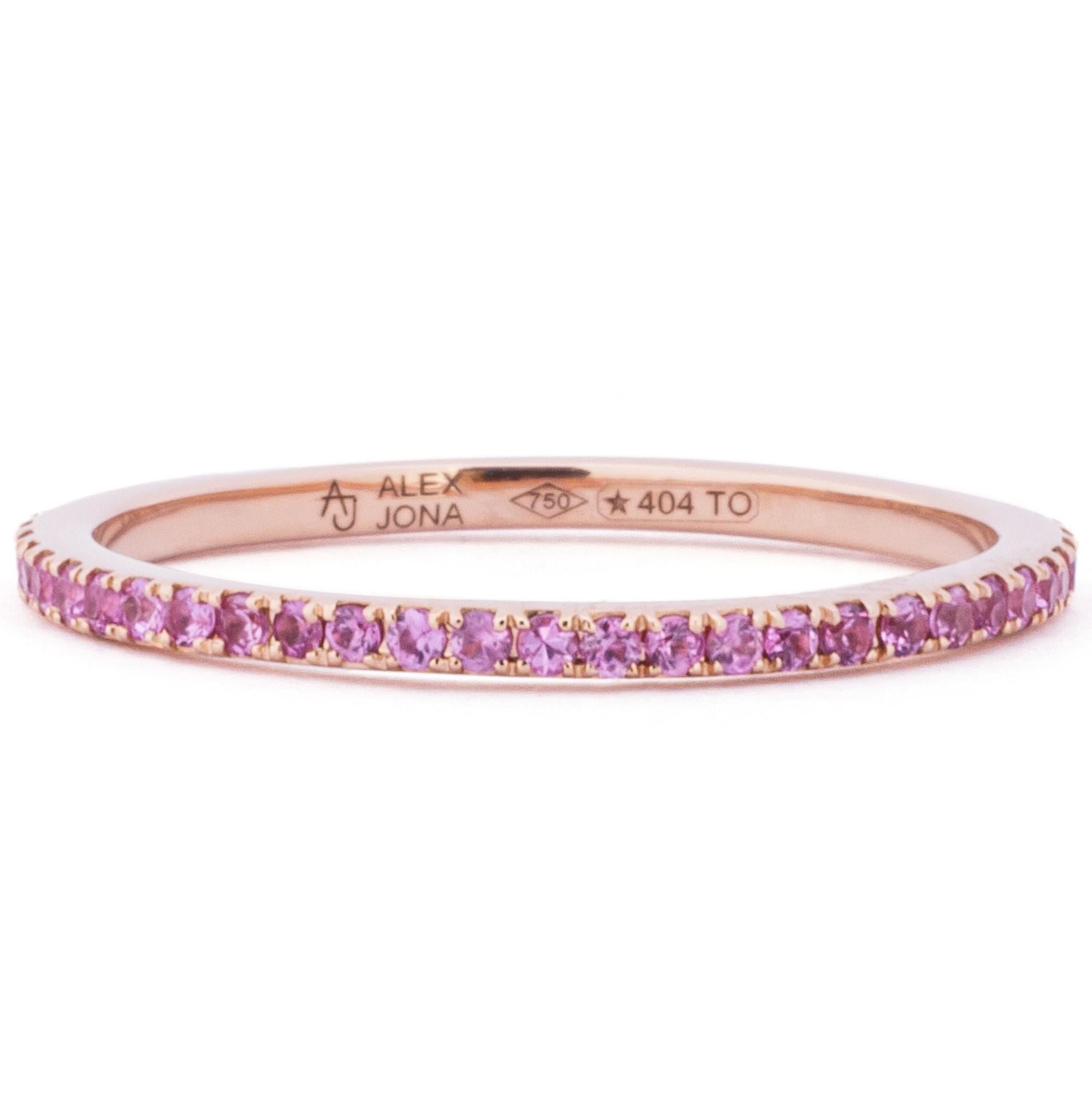 Alex Jona Pink Sapphire 18 Karat Rose Gold Eternity Band Ring In New Condition For Sale In Torino, IT