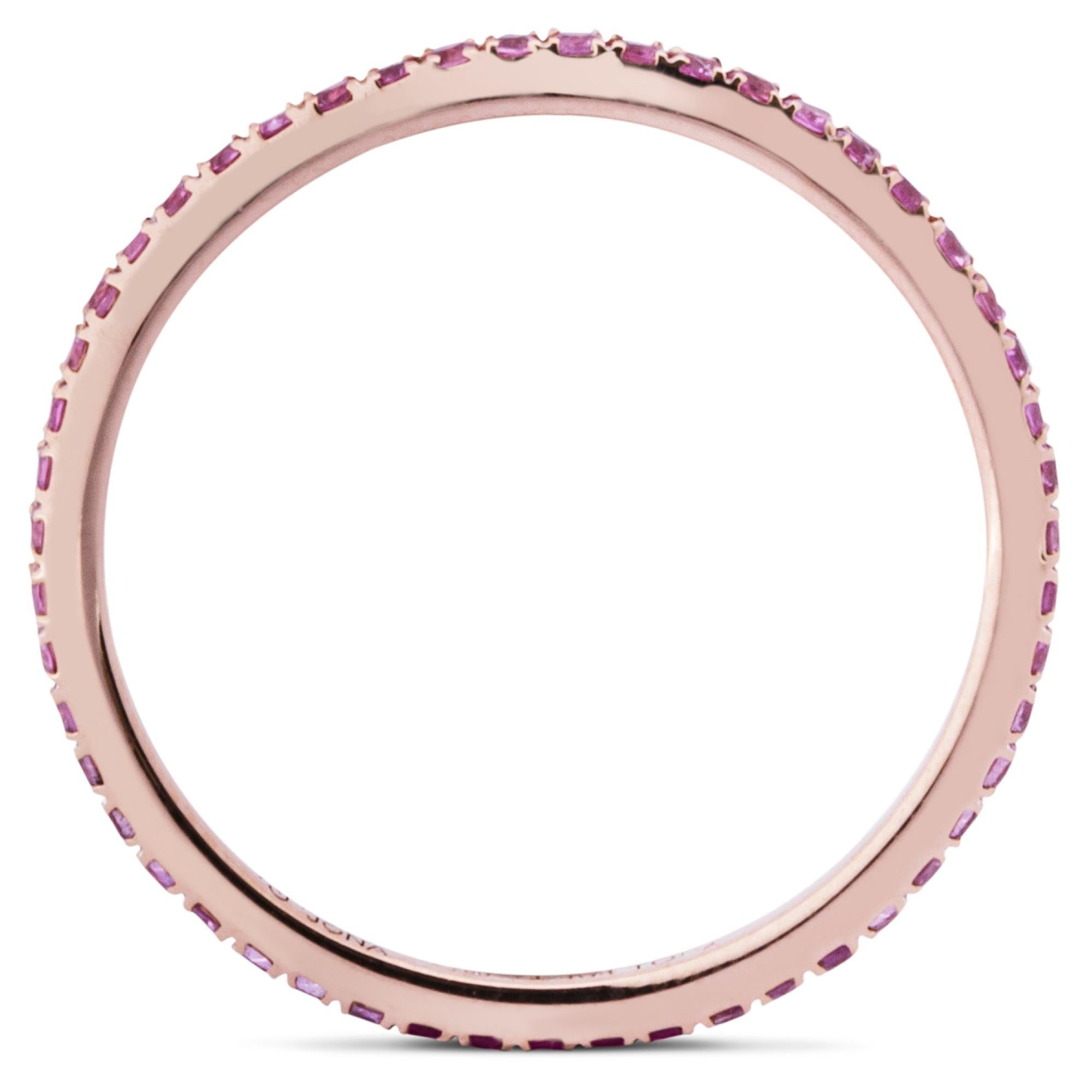 Alex Jona Pink Sapphire 18 Karat Rose Gold Eternity Band Ring For Sale 1