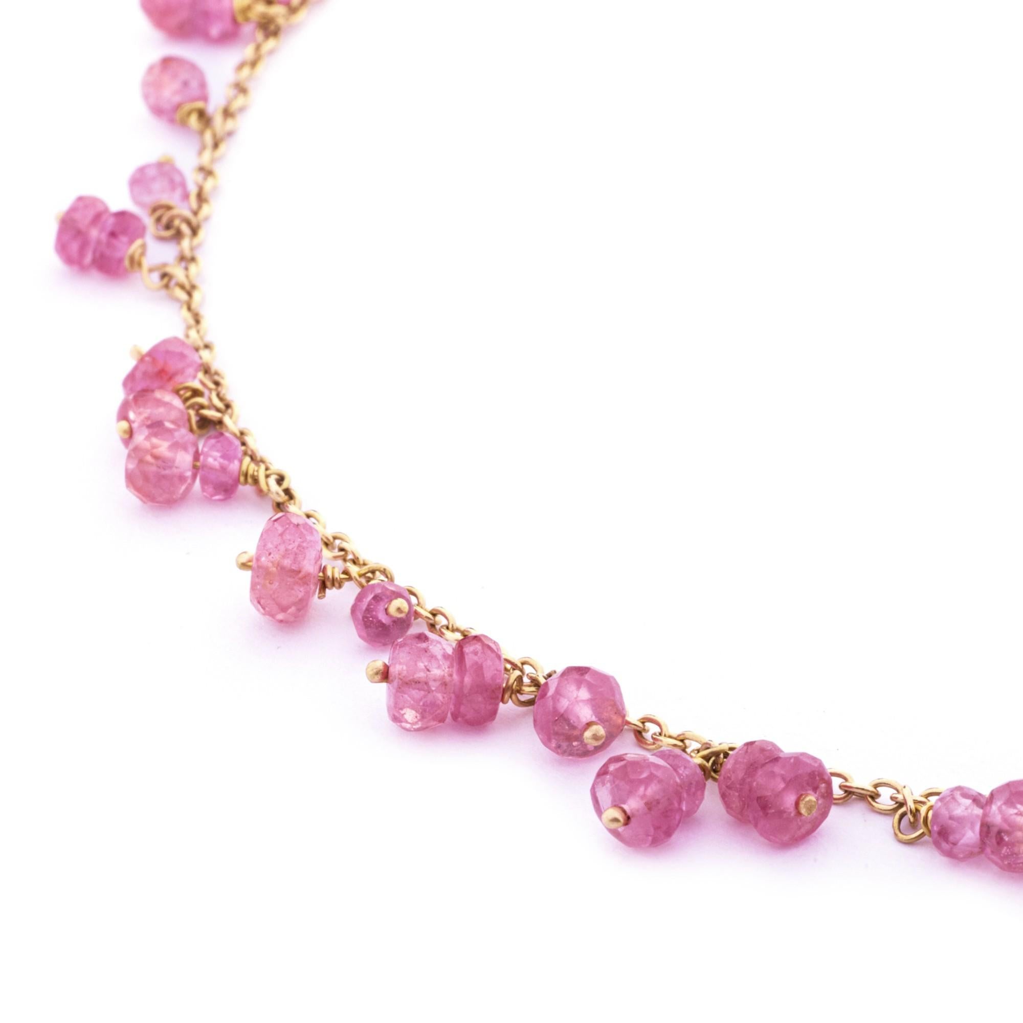 Perle Alex Jona Collier en or rose 18 carats avec saphir rose facetté en vente