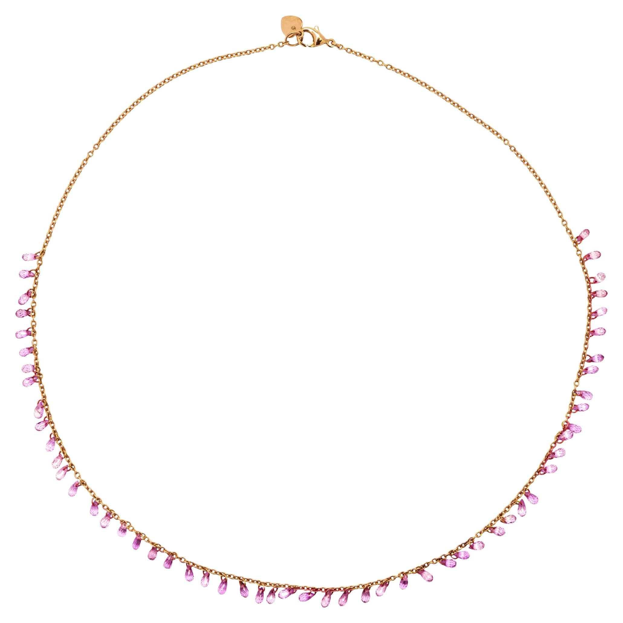 Alex Jona Pink Sapphire 18 Karat Rose Gold Necklace For Sale