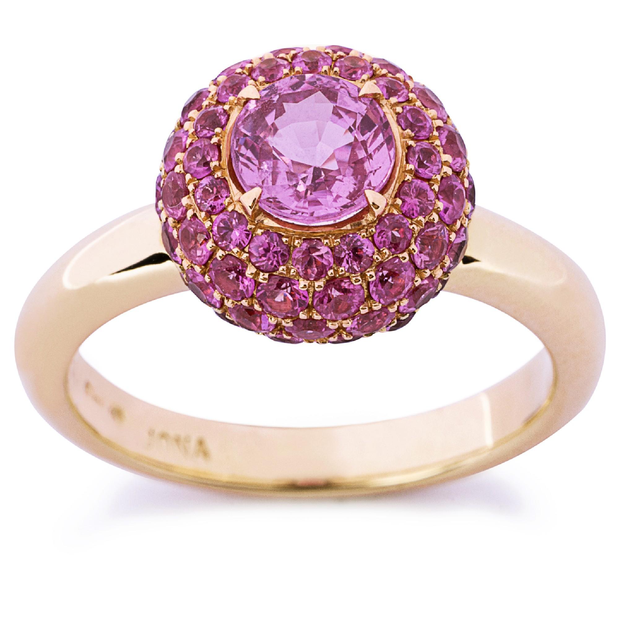 Rose Cut Alex Jona Pink Sapphire 18 Karat Rose Gold Ring For Sale