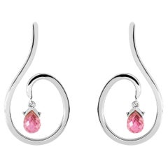Alex Jona Pink Sapphire 18 Karat White Gold Curl Earrings
