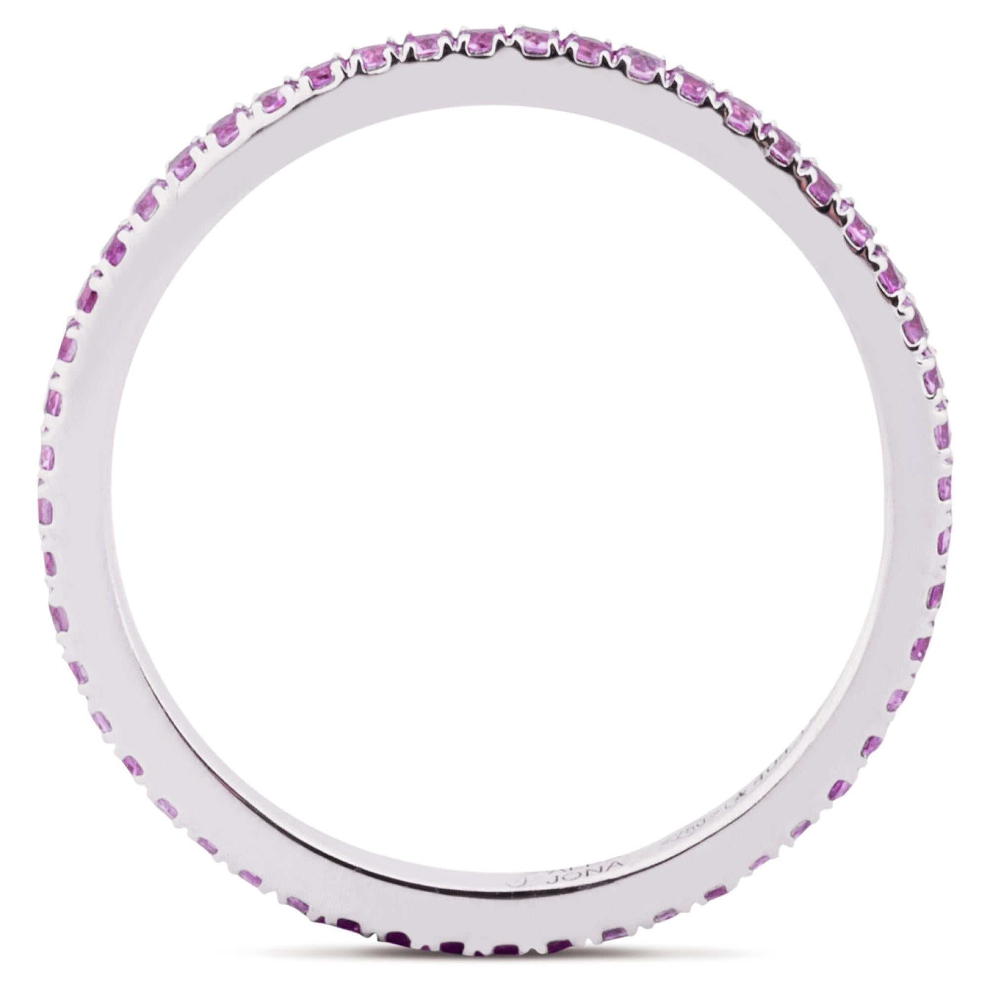 Alex Jona Pink Sapphire 18 Karat White Gold Eternity Band Ring For Sale 1