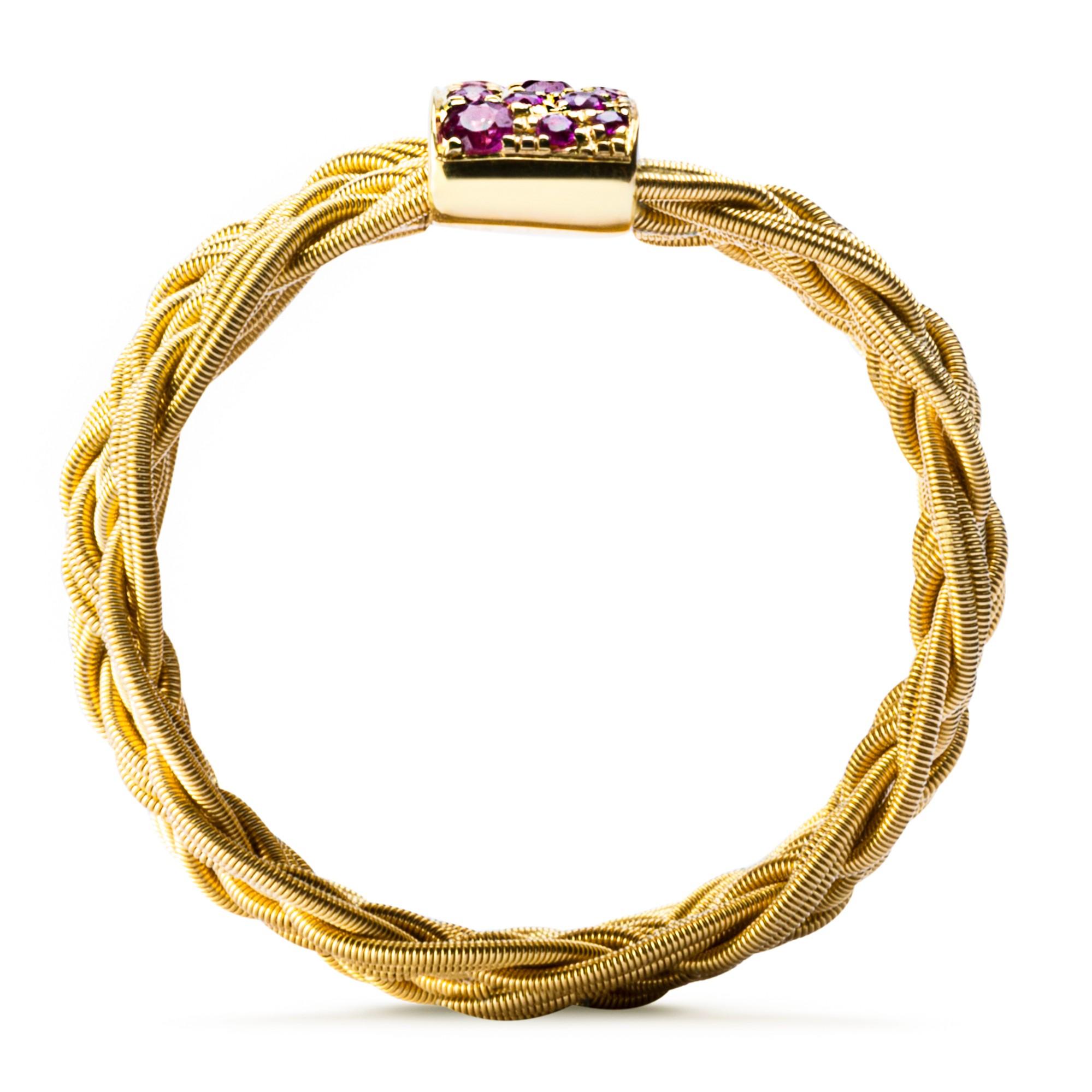 Alex Jona Pink Sapphire 18 Karat Yellow Gold Filigree Ring Band For Sale 1
