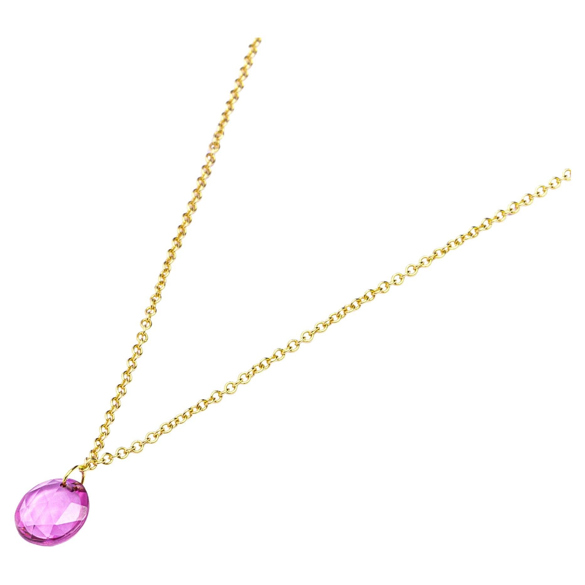 Alex Jona Pink Sapphire 18 Karat Yellow Gold Necklace