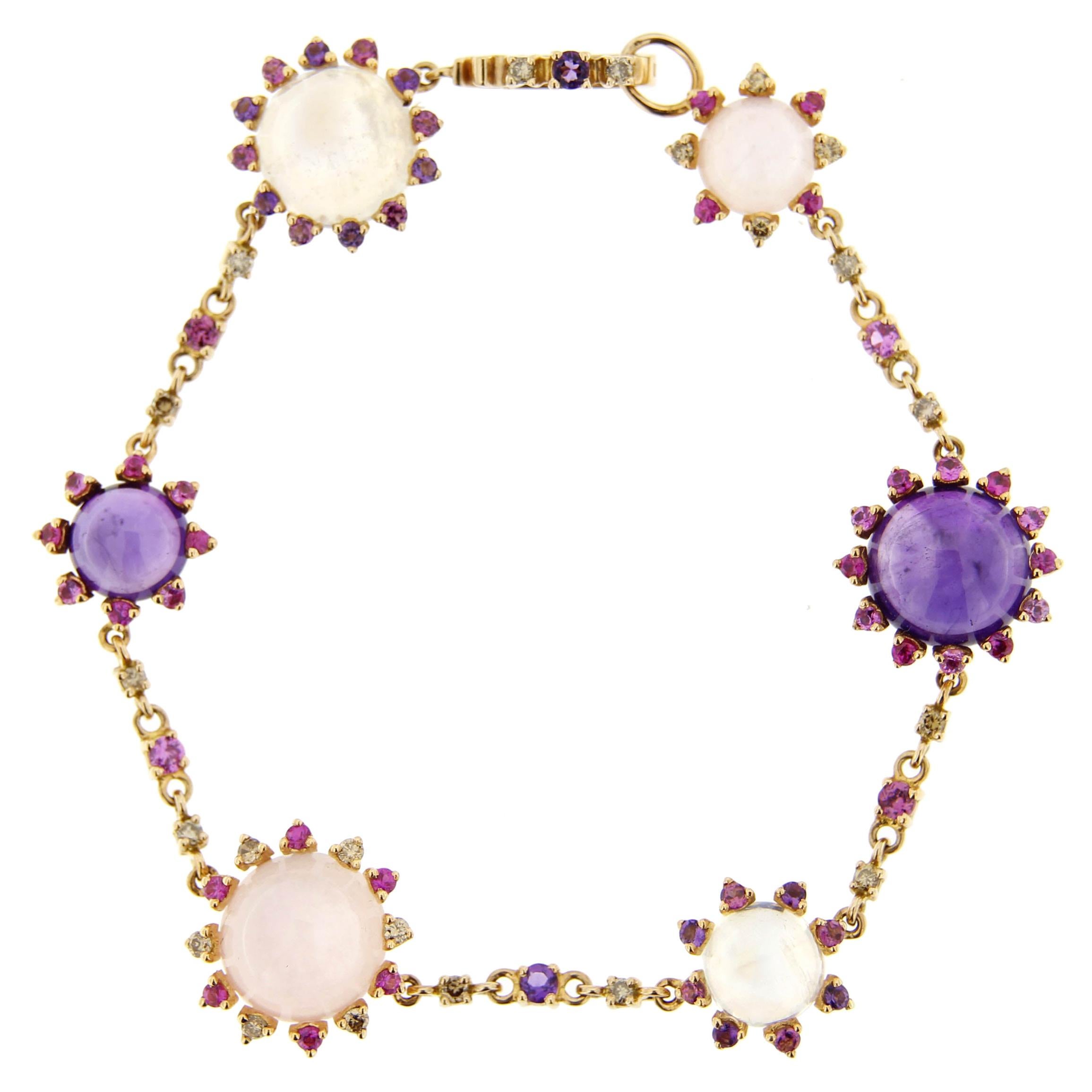 Cartier Multicolor Sapphire Amethyst Diamond Gold Bracelet at 1stDibs