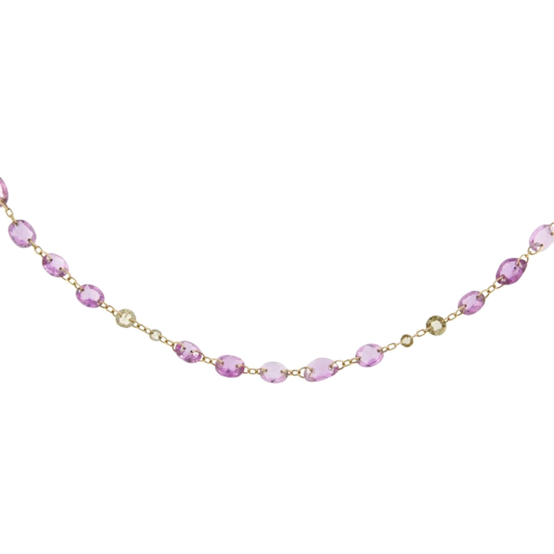 Alex Jona, collier long en or rose 18 carats avec saphir rose et diamant brun