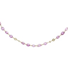 Lange Halskette von Alex Jona aus 18 Karat Roségold mit rosa Saphir und braunem Diamant