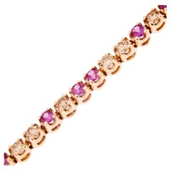 Alex Jona Pink Sapphire Brown Diamond 18 Karat Rose Gold Tennis Bracelet