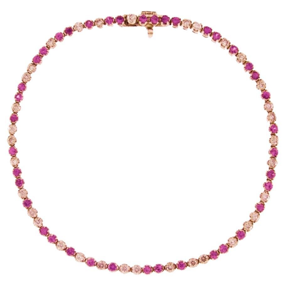 Alex Jona Zafiro rosa Diamante marrón Pulsera de tenis de oro rosa de 18 quilates