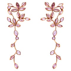 Alex Jona Pink Sapphire Foliage 18 Karat Rose Gold Chandelier Earrings