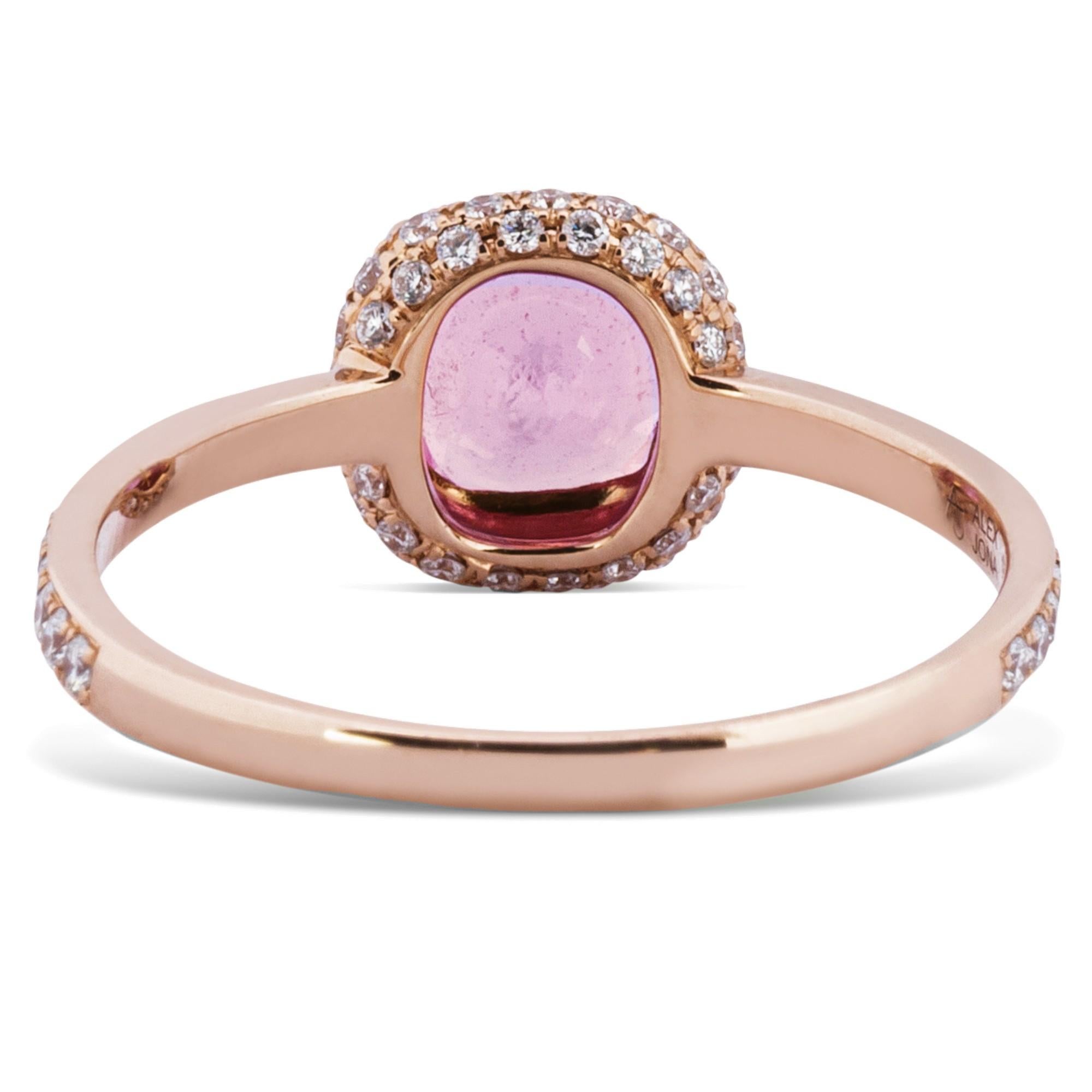 Alex Jona Pink Sapphire White Diamond 18 Karat Rose Gold Ring For Sale 2