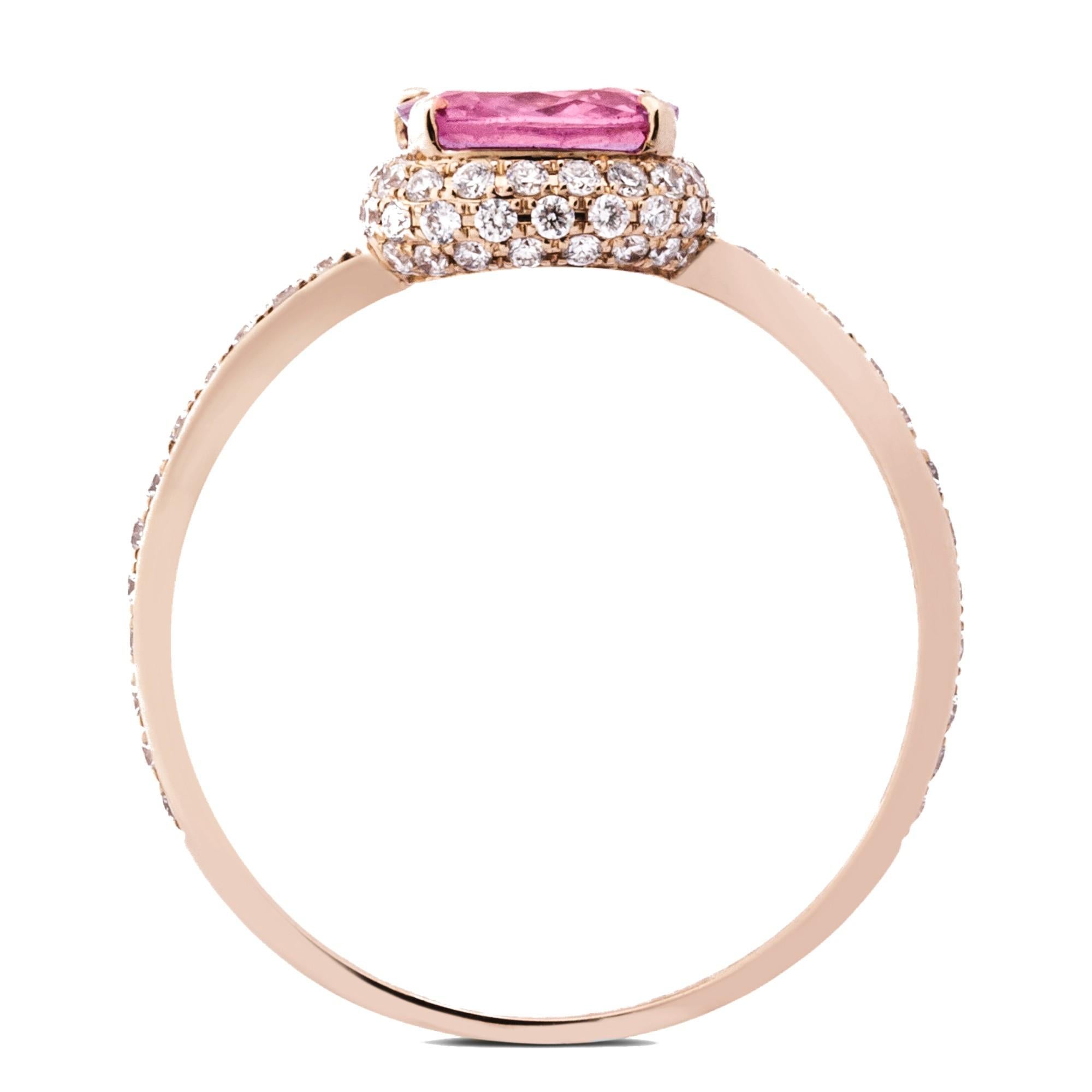 Alex Jona Pink Sapphire White Diamond 18 Karat Rose Gold Ring For Sale 1