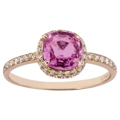 Alex Jona Pink Sapphire White Diamond 18 Karat Rose Gold Ring