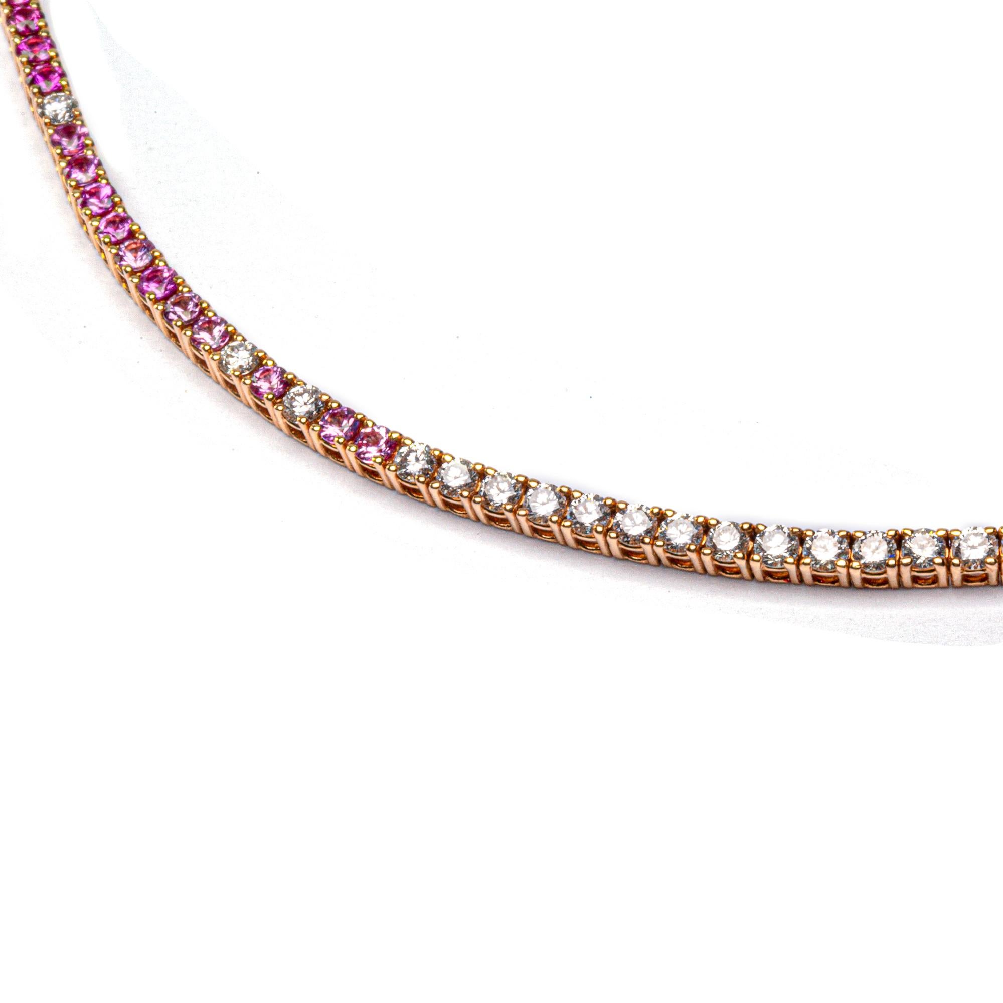 Alex Jona design collection, hand crafted in Italy, 18 karats rose gold tennis bracelet (7