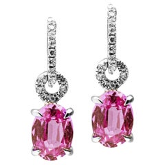 Alex Jona pendants d'oreilles en or blanc 18 carats avec saphir rose et diamant blanc