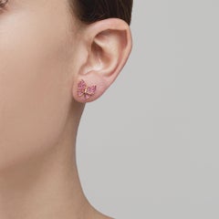 Alex Jona Pink Sapphire White Diamond Rose Gold Butterfly Stud Earrings