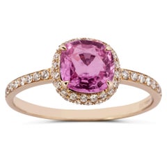 Alex Jona Pink Sapphire White Diamond Rose Gold Solitaire Ring