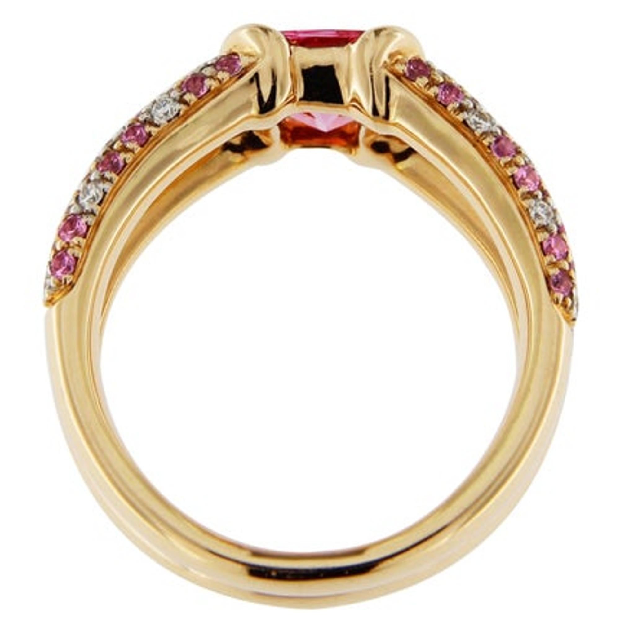 Alex Jona Pink Spinel Pink Sapphire White Diamond 18 Karat Rose Gold Ring In New Condition For Sale In Torino, IT
