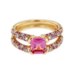 Alex Jona Pink Spinel Pink Sapphire White Diamond 18 Karat Rose Gold Ring