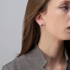 Alex Jona Pink Spinel White Diamond Halo 18 Karat White Gold Stud Earrings