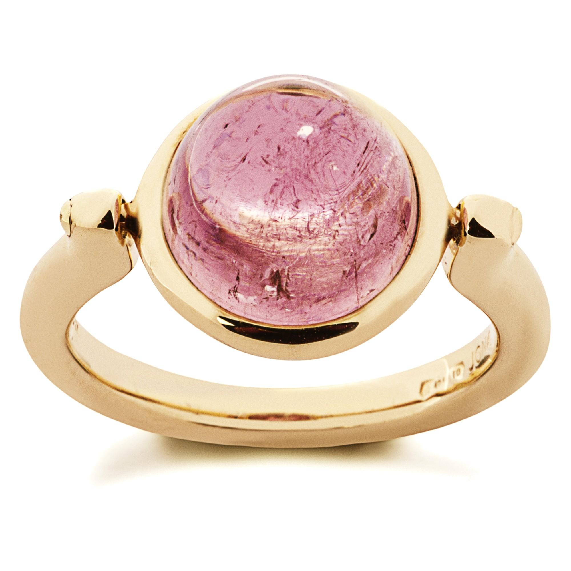 Cabochon Alex Jona Pink Tourmaline 18 Karat Gold Ring For Sale