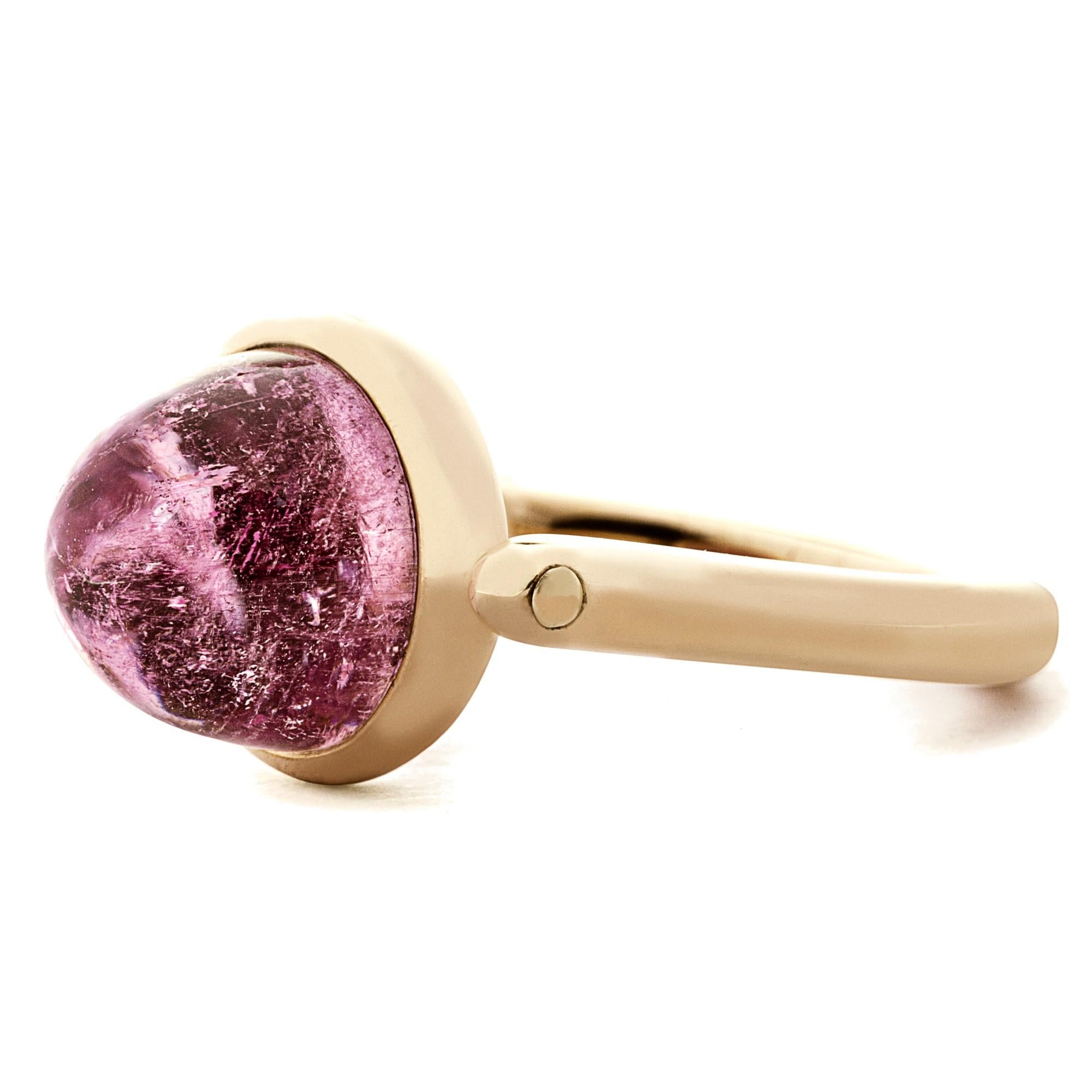 Alex Jona Pink Tourmaline 18 Karat Gold Ring In New Condition For Sale In Torino, IT