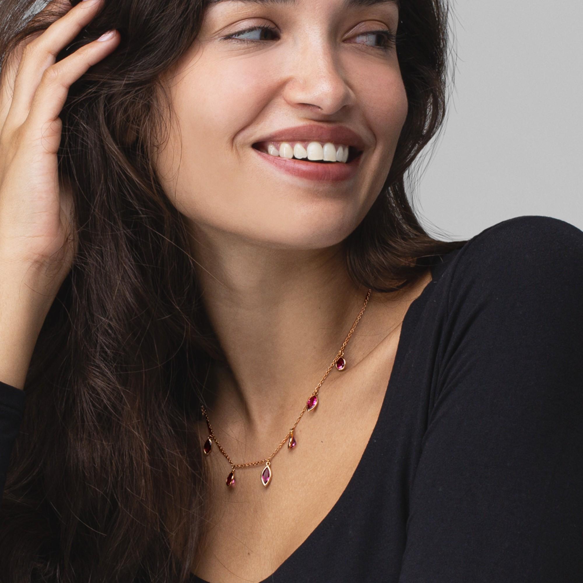Alex Jona, collier  pendentif multiples en or rose 18 carats et tourmaline rose Neuf - En vente à Torino, IT