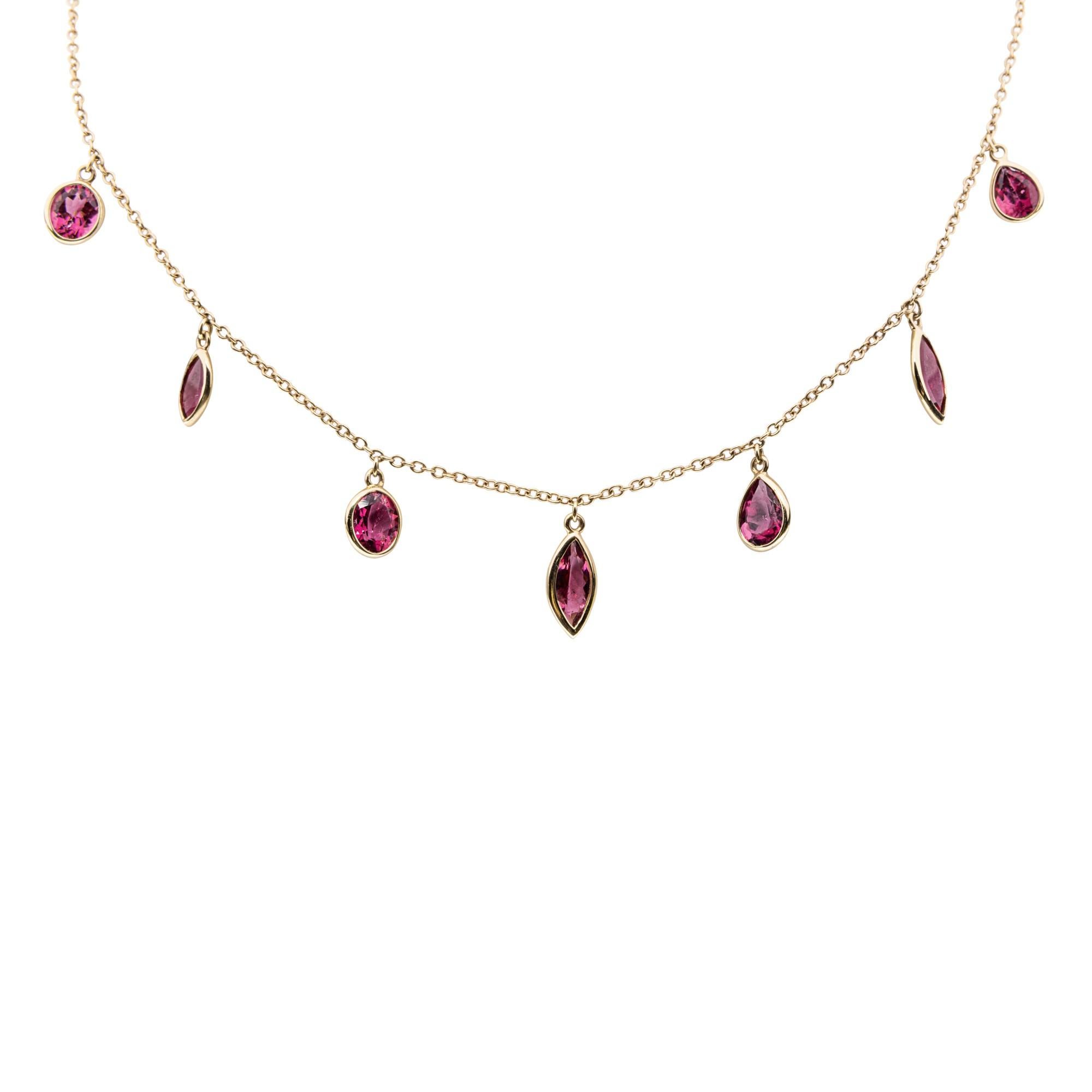 Alex Jona, collier  pendentif multiples en or rose 18 carats et tourmaline rose