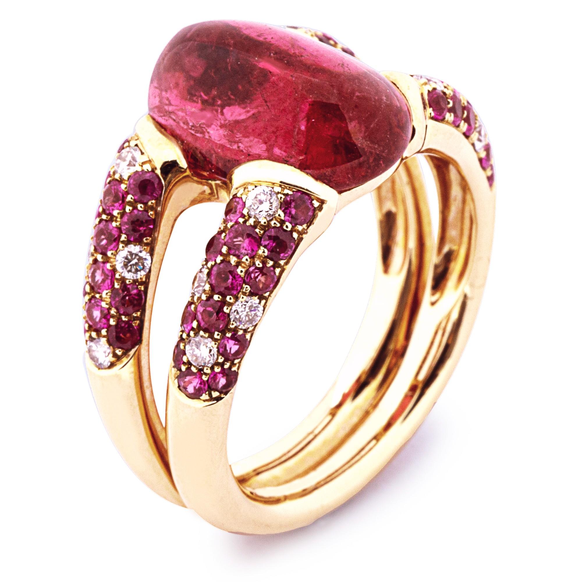 Contemporary Alex Jona Pink Tourmaline Sapphire 18k Rose Gold Ring For Sale