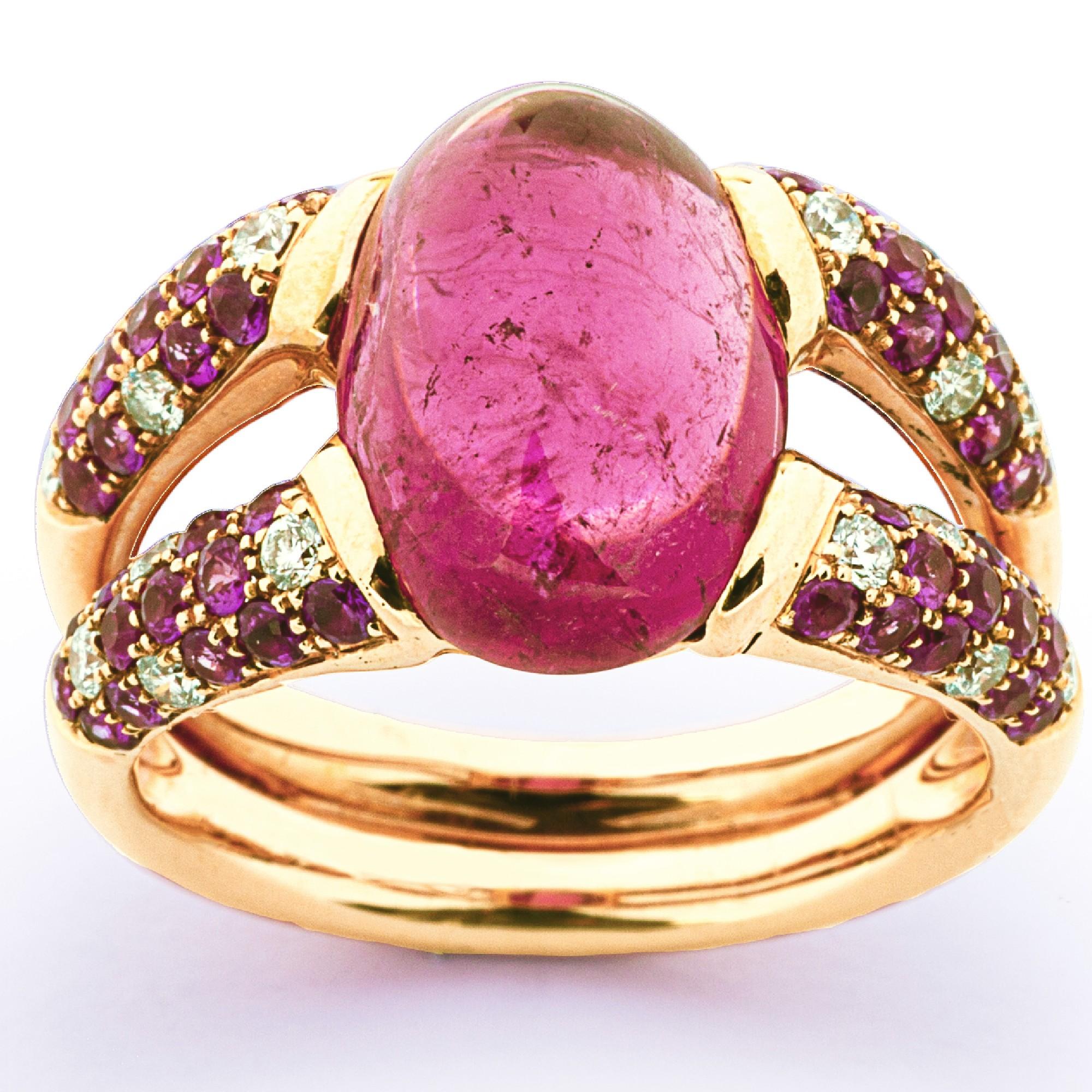 Women's Alex Jona Pink Tourmaline Sapphire 18k Rose Gold Ring For Sale