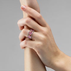 Alex Jona Anello con tormalina rosa e diamanti in oro bianco 18 carati