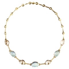 Alex Jona Prehnite Citrine White Diamond 18 Karat Yellow Gold Necklace
