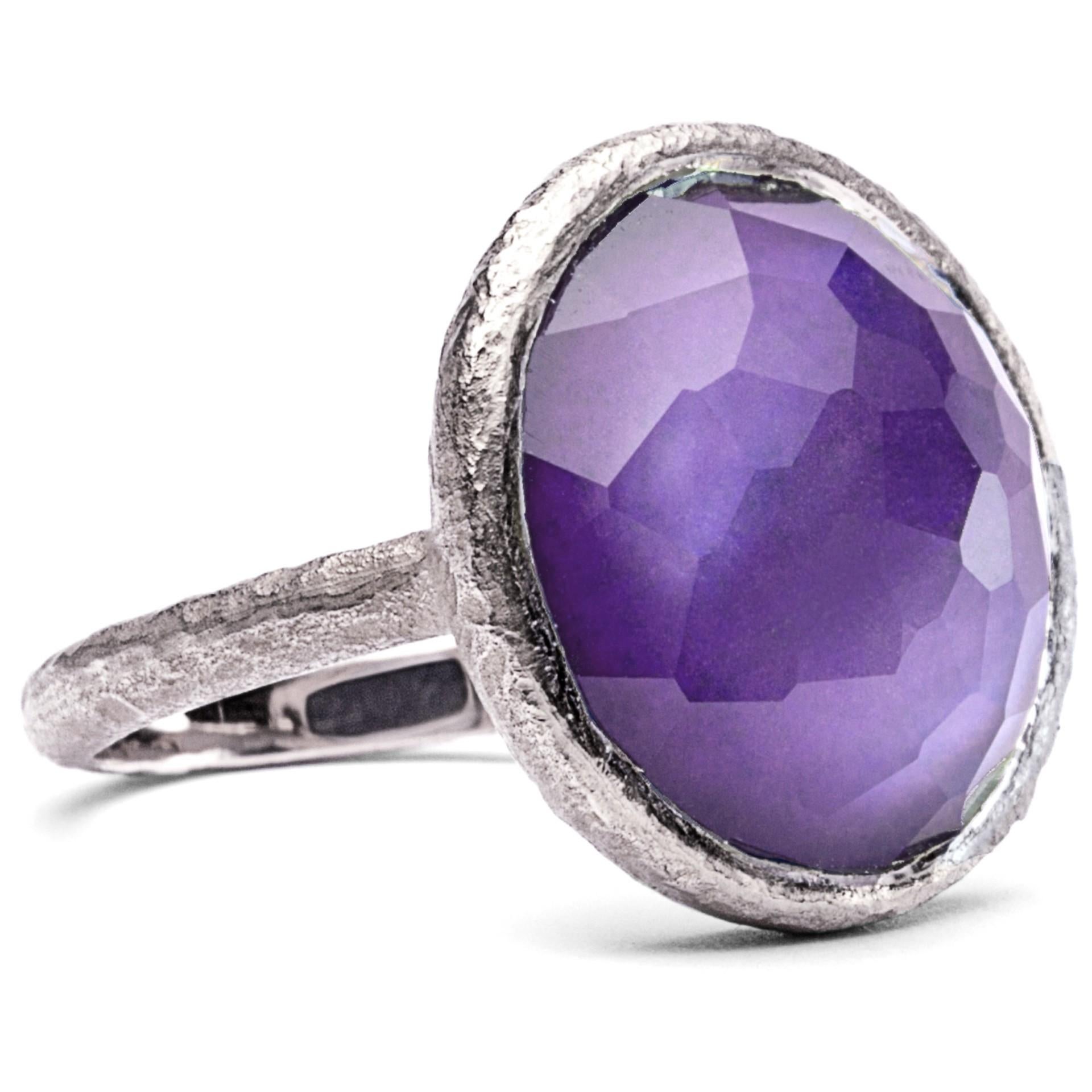 Alex Jona Quarz Amethyst Sterling Silber Ring (Rundschliff) im Angebot