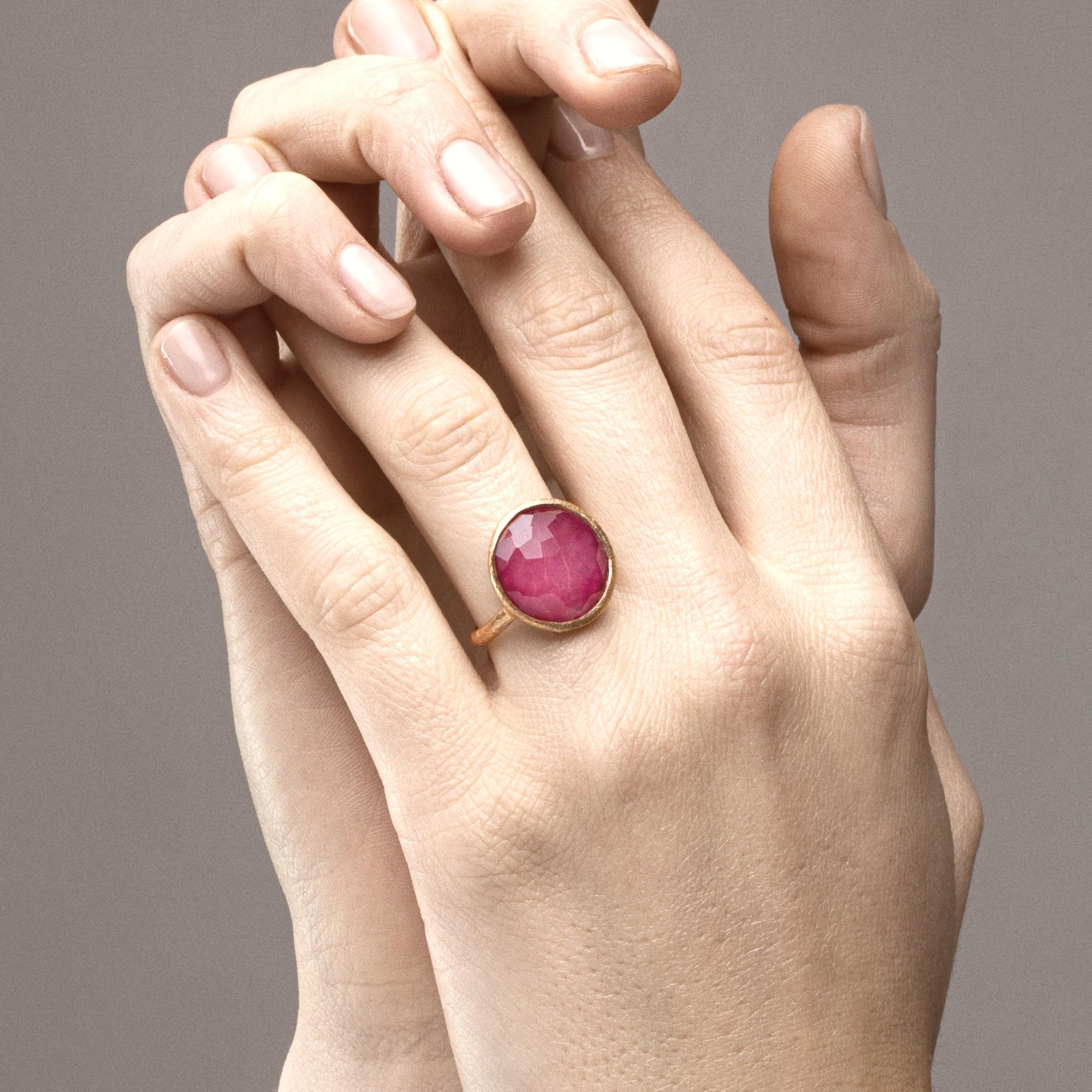 Alex Jona Quartz Ruby 18 Karat Rose Gold Ring In New Condition For Sale In Lugano, CH